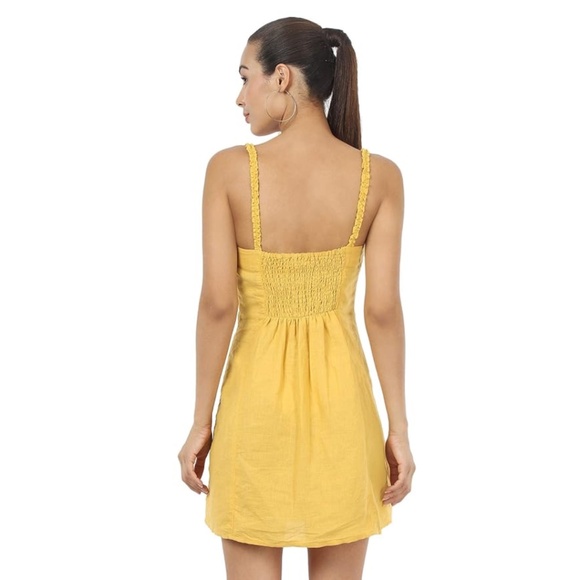 βοΈ Mustard Yellow Linen Sundress π» Button-Front Beauty! πBundle & Save 20%/ - Picture 3 of 13